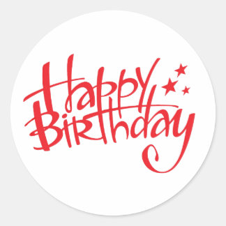 Happy Birthday Red Text Runder Aufkleber