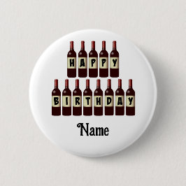 Happy Birthday Red Wine Flaschen Customized Button