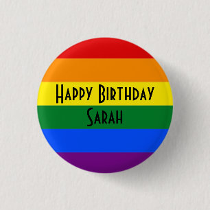 Happy Birthday Regenbogen-Abzeichen-Vorlage Button