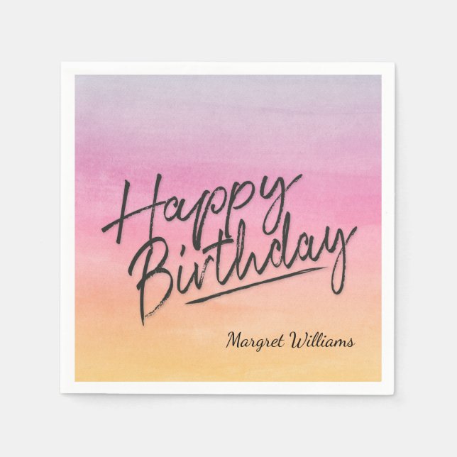 Happy Birthday Regenbogenfarben Serviette (Vorderseite)