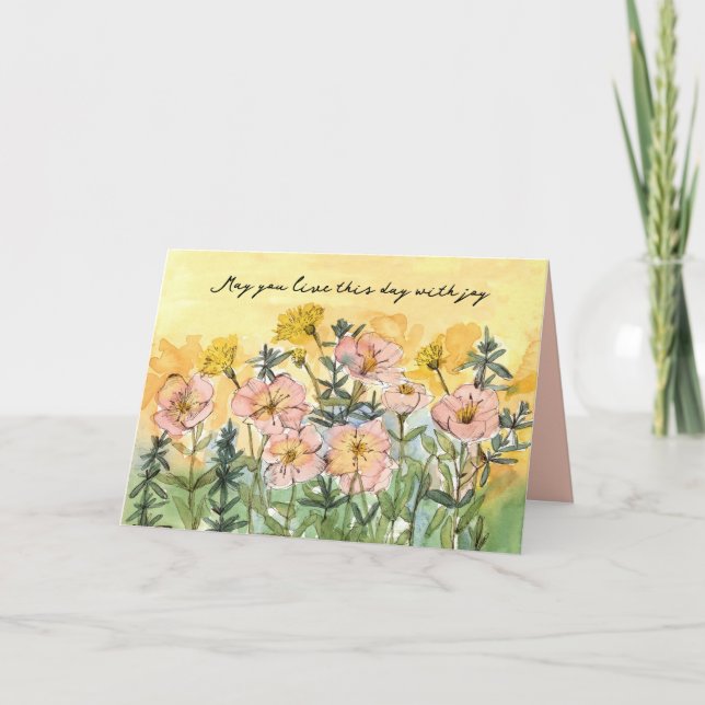 Happy Birthday Religious Sessings Joy Primrose Karte (Vorderseite)