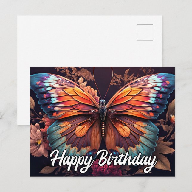 Happy Birthday Restrukturierung Butterfly Collage Postkarte (Vorne/Hinten)