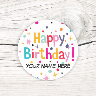 Happy Birthday Retro individuell anpassbar Runder Aufkleber
