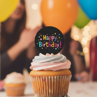 Happy Birthday (Retro)  Runder Aufkleber