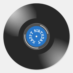 Happy Birthday Retro Vinyl Album Aufkleber