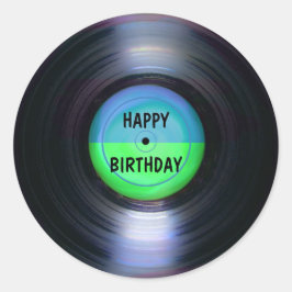 Happy Birthday Retro Vinyl Record Runder Aufkleber