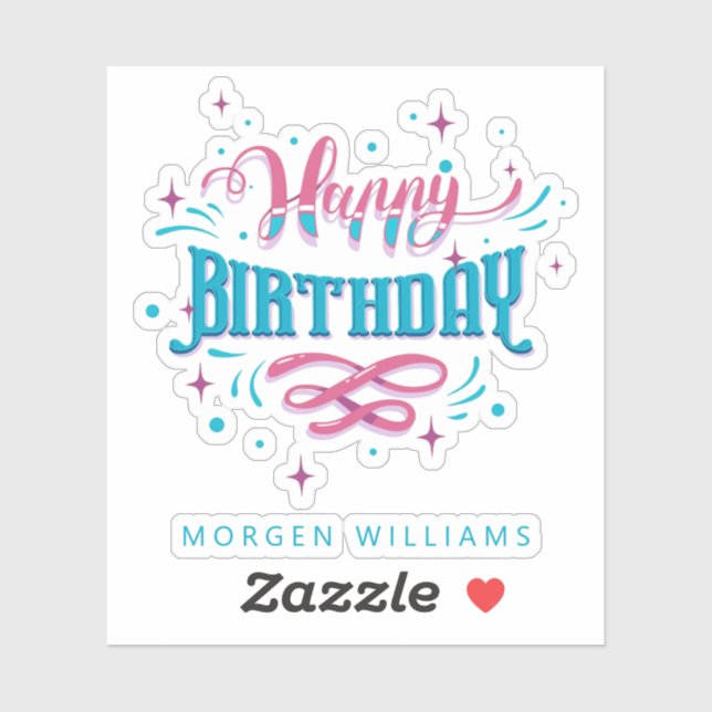 Happy Birthday Retrotypografie Aufkleber (Blatt)
