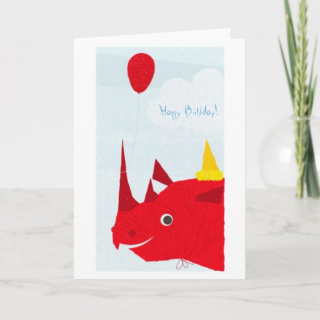 Happy Birthday Rhino (bearbeitbarer Text) Karte (Vorderseite)