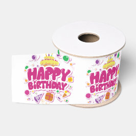 Happy Birthday Ribbon Ripsband