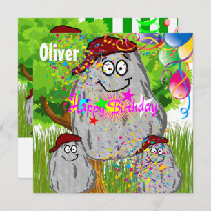 Happy Birthday Rock PotatoCard Einladung Ballons