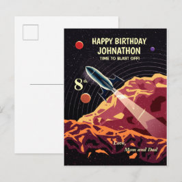 Happy Birthday Rocket Space Universe Spaß Postkarte