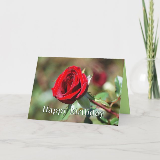 Happy Birthday Romantic Rote Rose Card Karte (Vorderseite)