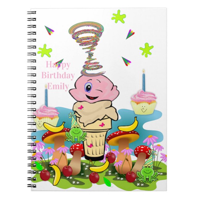 Happy Birthday Rosa Cupcake Notizbuch Notizblock (Vorderseite)