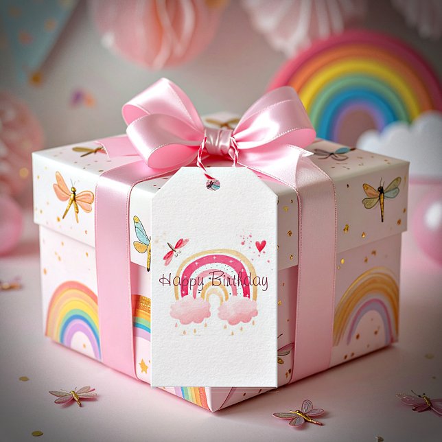 Happy Birthday Rosa Regenbogen Geschenkanhänger (Von Creator hochgeladen)