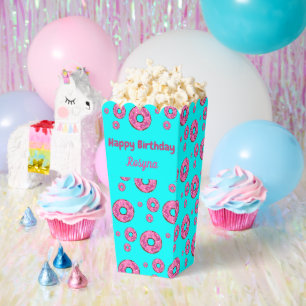 Happy Birthday Rosa Sahne Donuts blau Geschenkschachtel