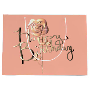 "Happy Birthday" Rosa u Rose Große Geschenktüte