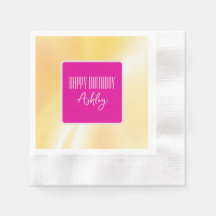 "Happy Birthday" Rosa und Gelb Papier Napkin