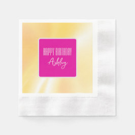 "Happy Birthday" Rosa und Gelb Papier Napkin Serviette