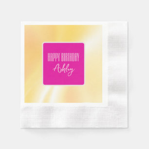 "Happy Birthday" Rosa und Gelb Papier Napkin Serviette