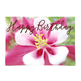 "Happy Birthday" - Rosa und weiße Kolumnenkarte Karte