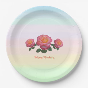 Happy Birthday Rose Blume Pappteller