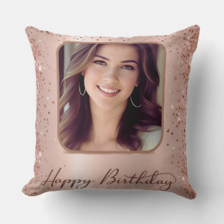 Happy Birthday Rose Gold Glitter & Sparkle Custom  Kissen