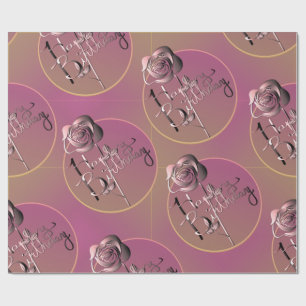 "Happy Birthday" Rose Handgeschriebenes Papier Geschenkpapier