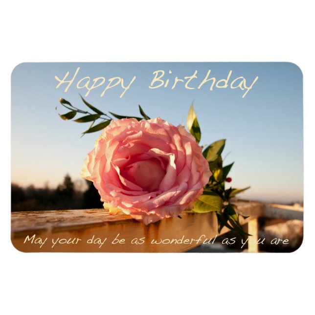 Happy Birthday Rose Magnet (Horizontal)