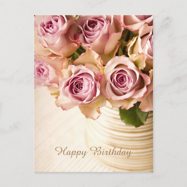 Happy Birthday Rose Postcard Postkarte (Vorderseite)