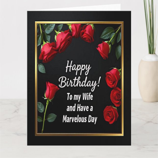 Happy Birthday Rote Rose Ehefrau Card Karte (Vorderseite)