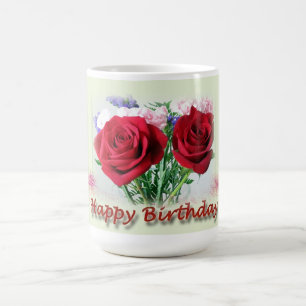 Happy Birthday Rote Rosen Blumendesign Kaffeetasse