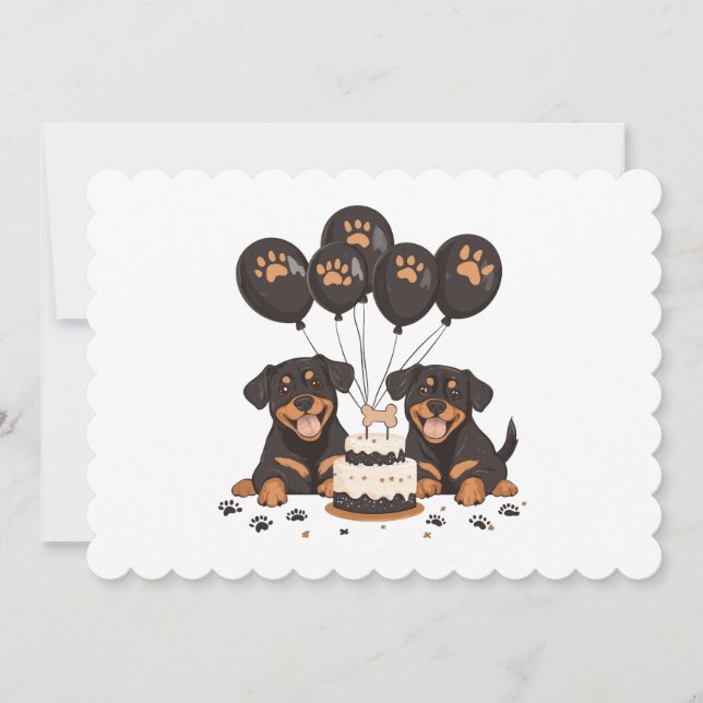 Happy Birthday Rottweiler Hunde Einladung (Vorderseite)