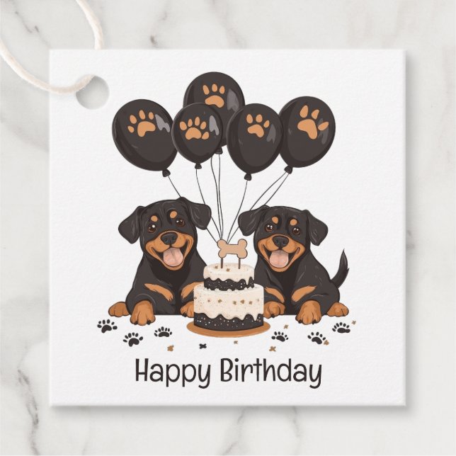 Happy Birthday Rottweiler Hunde Geschenkanhänger (Vorderseite)