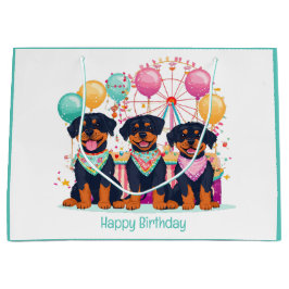 Happy Birthday Rottweiler Hunde im Karneval Große Geschenktüte