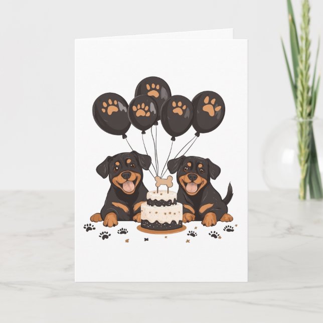 Happy Birthday Rottweiler Hunde Karte (Vorderseite)