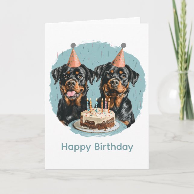 Happy Birthday Rottweiler Hunde Karte (Vorderseite)