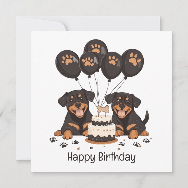Happy Birthday Rottweiler Hunde Karte (Vorderseite)