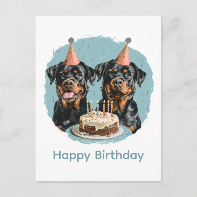 Happy Birthday Rottweiler Hunde Postkarte (Vorderseite)