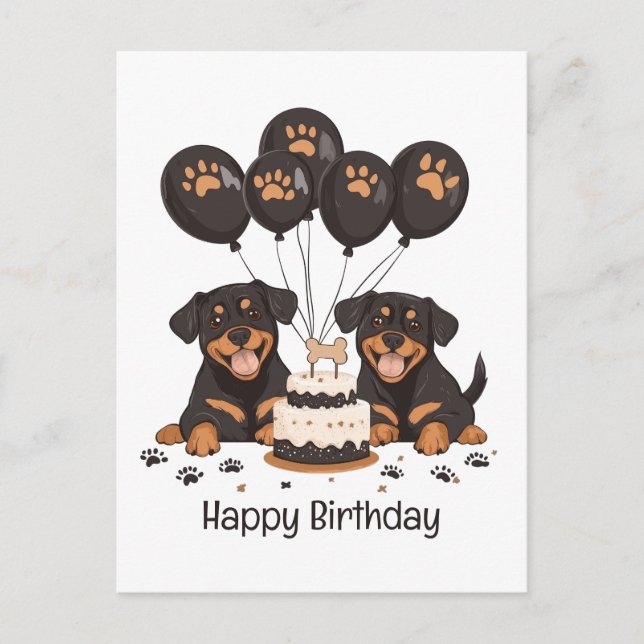 Happy Birthday Rottweiler Hunde Postkarte (Vorderseite)
