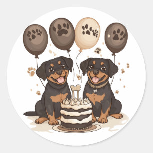 Happy Birthday Rottweiler Hunde Runder Aufkleber