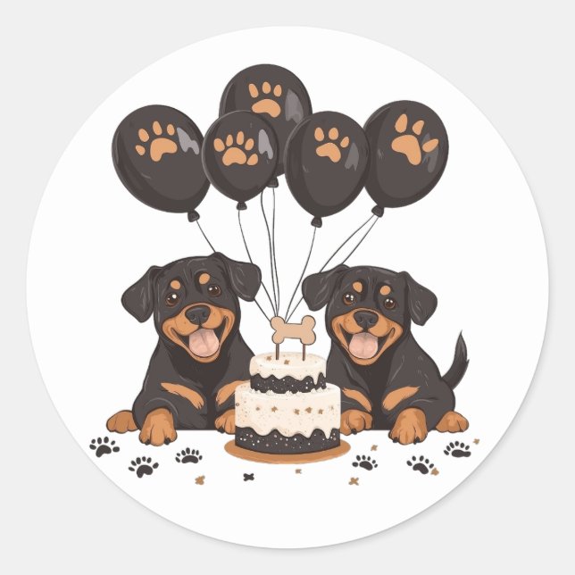 Happy Birthday Rottweiler Hunde Runder Aufkleber (Vorderseite)
