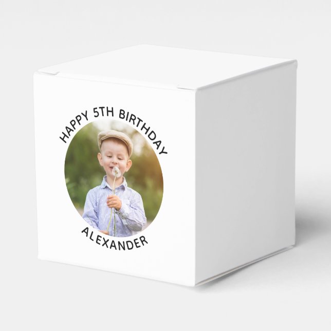 Happy Birthday Round Foto Geschenkschachtel (Vorderseite)