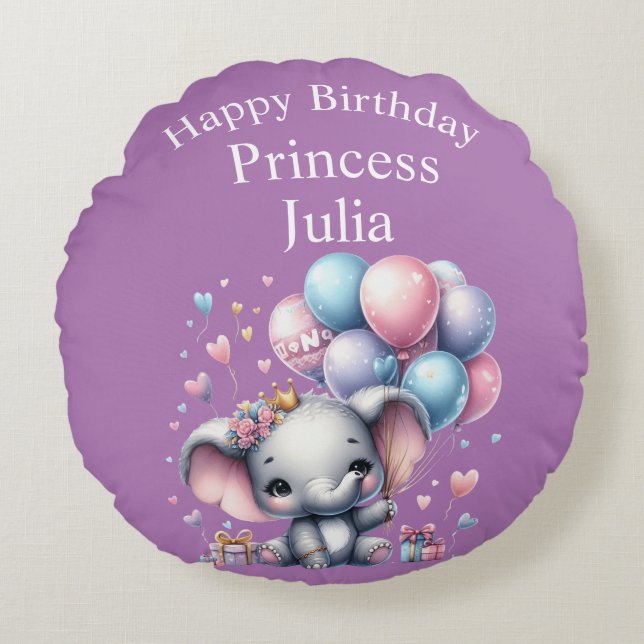 Happy Birthday Round Pillow Rundes Kissen (Vorderseite)