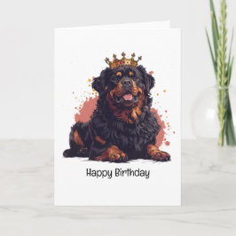Happy Birthday Royal Rottweiler Dog Queen Crown Karte