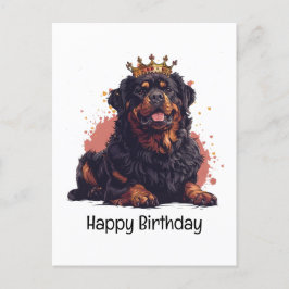 Happy Birthday Royal Rottweiler Dog Queen Crown Postkarte
