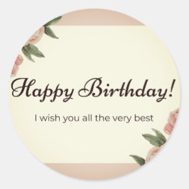 Happy Birthday Runder Aufkleber