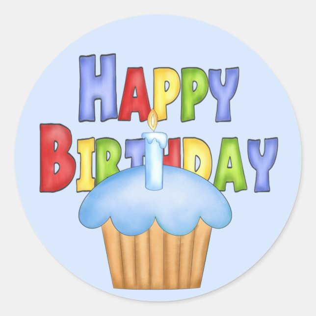 Happy Birthday Runder Aufkleber (Vorderseite)