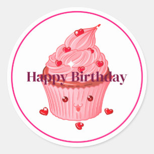 Happy Birthday Runder Aufkleber