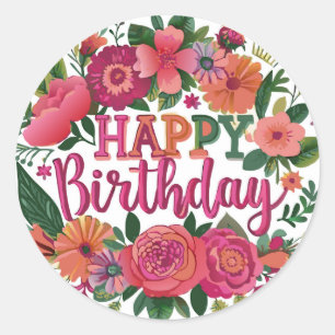 Happy Birthday Runder Aufkleber