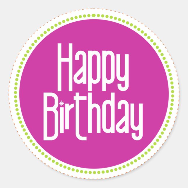 Happy Birthday Runder Aufkleber (Vorderseite)